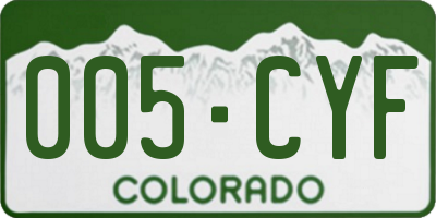 CO license plate 005CYF