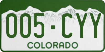 CO license plate 005CYY