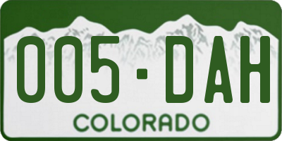 CO license plate 005DAH