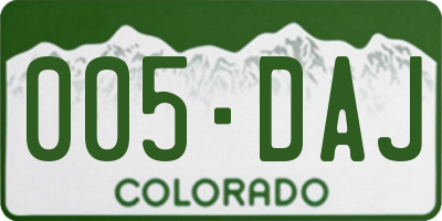 CO license plate 005DAJ