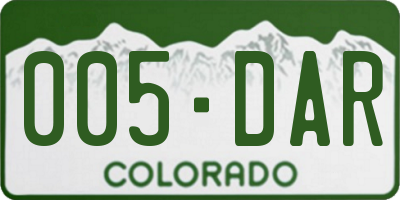 CO license plate 005DAR