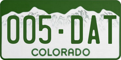 CO license plate 005DAT