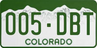 CO license plate 005DBT