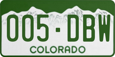 CO license plate 005DBW