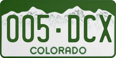CO license plate 005DCX