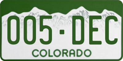 CO license plate 005DEC