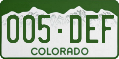 CO license plate 005DEF