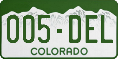 CO license plate 005DEL
