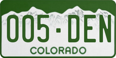 CO license plate 005DEN