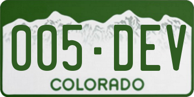CO license plate 005DEV