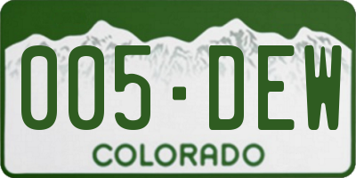 CO license plate 005DEW