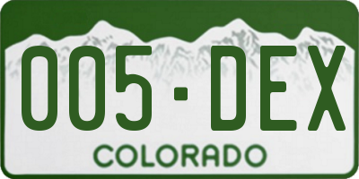 CO license plate 005DEX