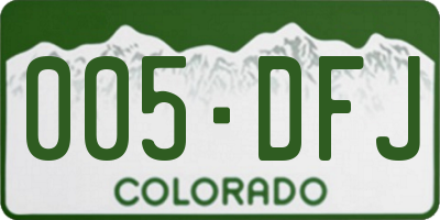 CO license plate 005DFJ