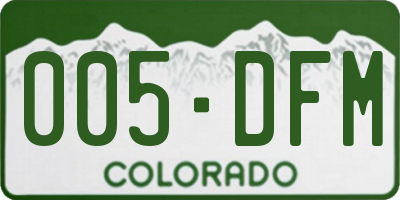 CO license plate 005DFM