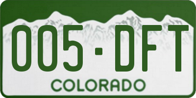 CO license plate 005DFT