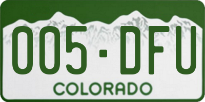 CO license plate 005DFU