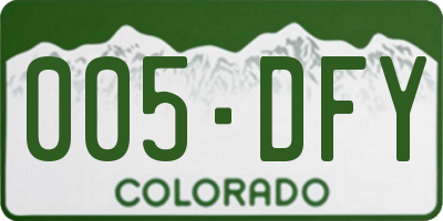 CO license plate 005DFY