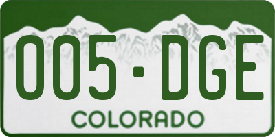 CO license plate 005DGE