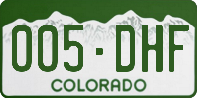 CO license plate 005DHF