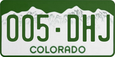 CO license plate 005DHJ
