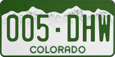 CO license plate 005DHW