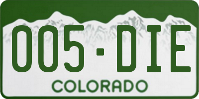 CO license plate 005DIE