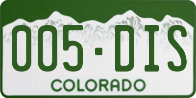 CO license plate 005DIS