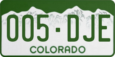 CO license plate 005DJE