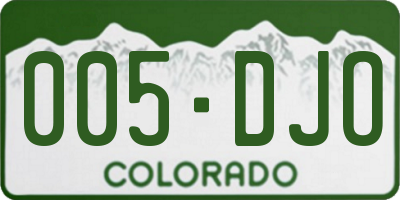 CO license plate 005DJO