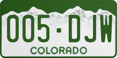 CO license plate 005DJW