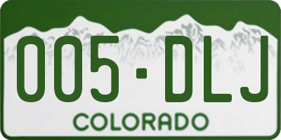CO license plate 005DLJ