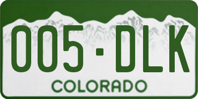 CO license plate 005DLK