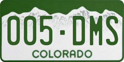 CO license plate 005DMS