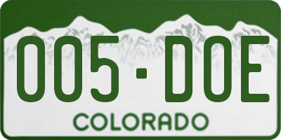 CO license plate 005DOE
