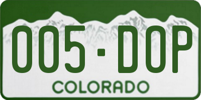 CO license plate 005DOP