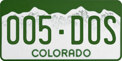 CO license plate 005DOS