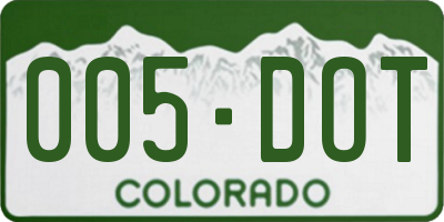 CO license plate 005DOT