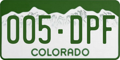 CO license plate 005DPF