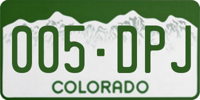 CO license plate 005DPJ
