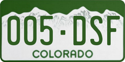 CO license plate 005DSF