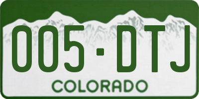 CO license plate 005DTJ