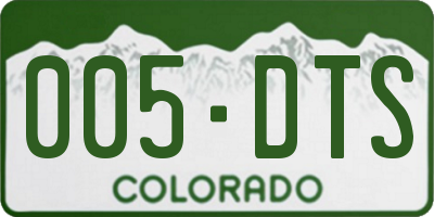 CO license plate 005DTS