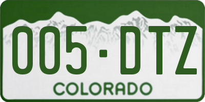 CO license plate 005DTZ