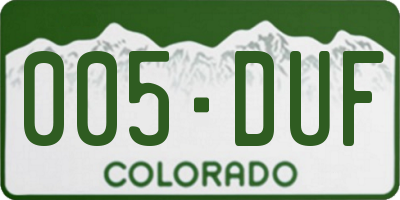 CO license plate 005DUF