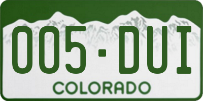 CO license plate 005DUI