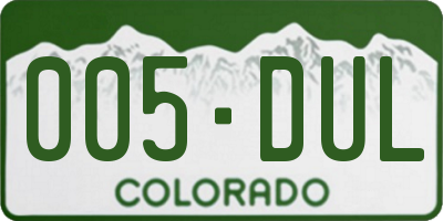 CO license plate 005DUL