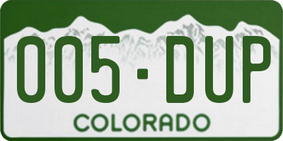 CO license plate 005DUP