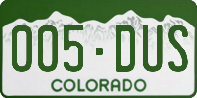 CO license plate 005DUS