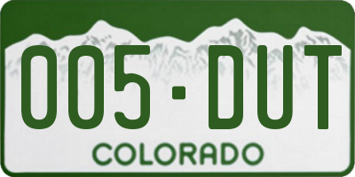 CO license plate 005DUT