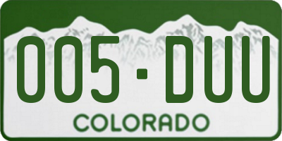CO license plate 005DUU